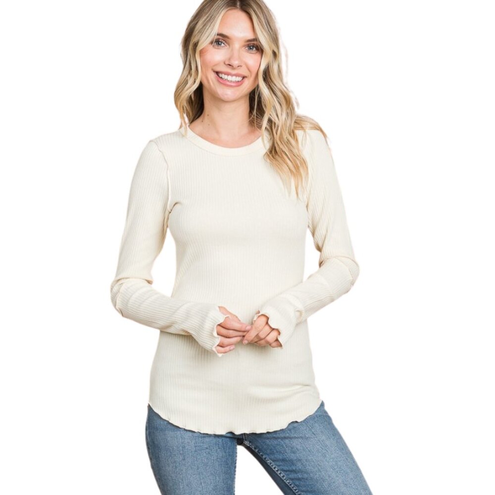 ✨5/$25✨FINAL ONE ⚡Basic Long Sleeve Top in Vanilla Cream Size L